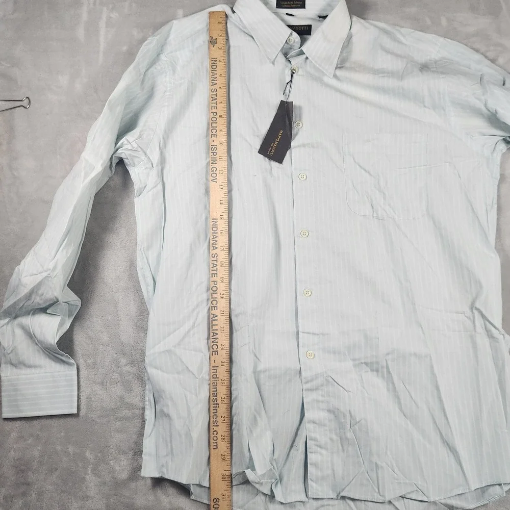 Mario Masotti Single Needle Tailoring Blue Dress Shirt 16.5/36-37 Italy New York